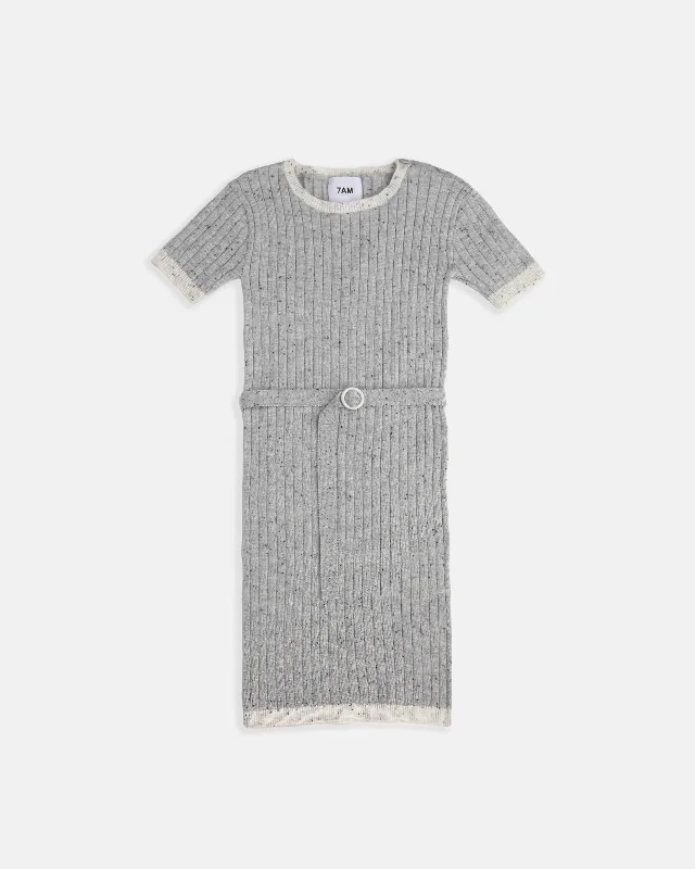 Beach wedding dresses for women -Short Sleeve Dress - Hug Me | Light Heather Grey