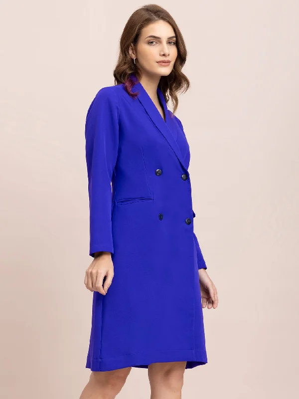 Formal dresses with beading -A Line Blazer Dress - Royal Blue