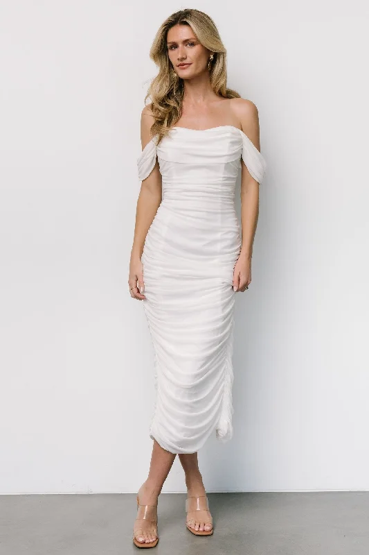 Holiday dresses for women -Alessandra Mesh Midi Dress | Off White