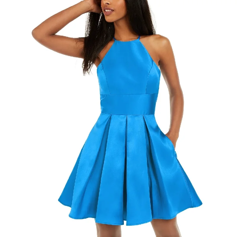 Fashion dresses for women -B Darlin Juniors' Halter Fit & Flare Dress Bright Blue Size 7/8 - 7.5