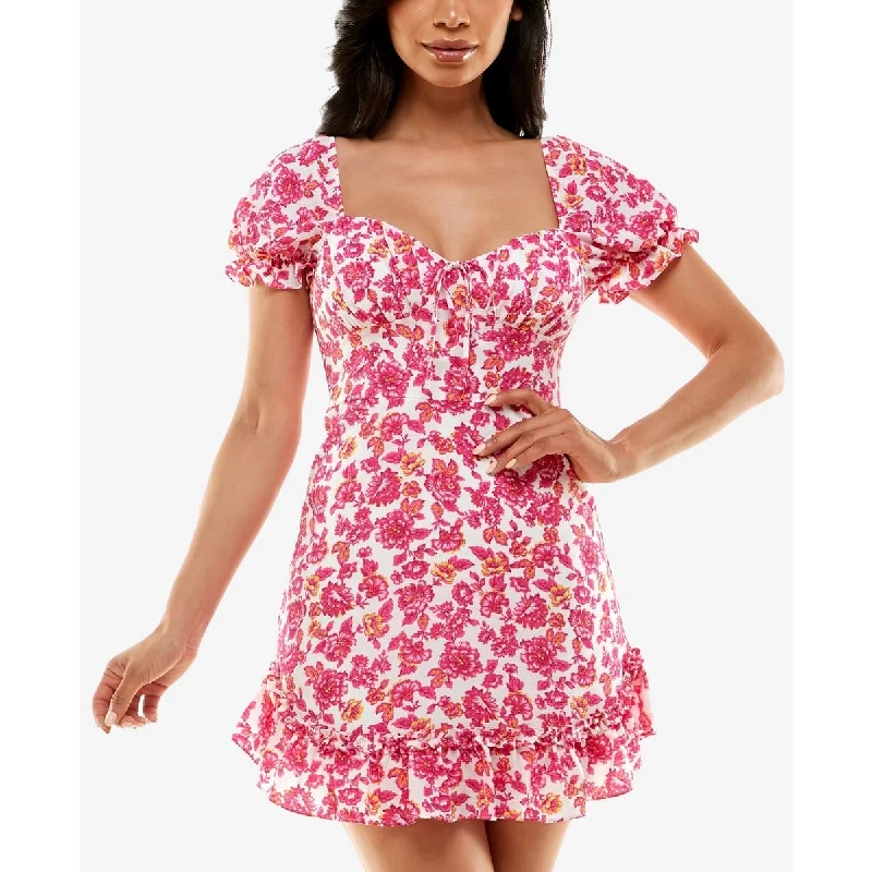 Trendy wedding guest attire -B Darlin Junior's Short Sleeve A Line Dress Pink Size 13-14 - 13/14