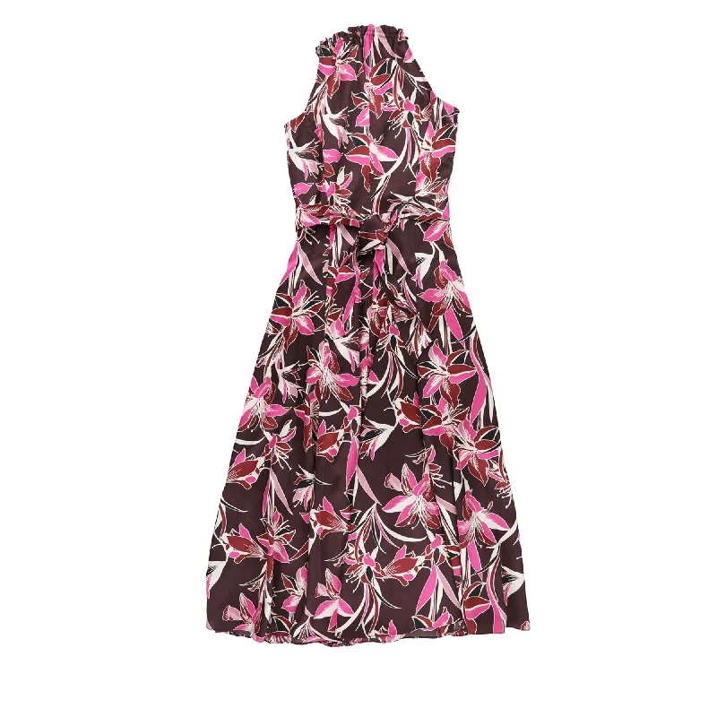 Dresses with high collars -Bar Iii Womens Floral Midi Dress