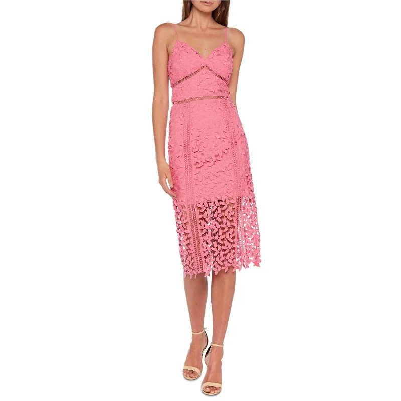 Casual bohemian dresses -Bardot Womens Roxy Lace Midi Dress, Pink, 6