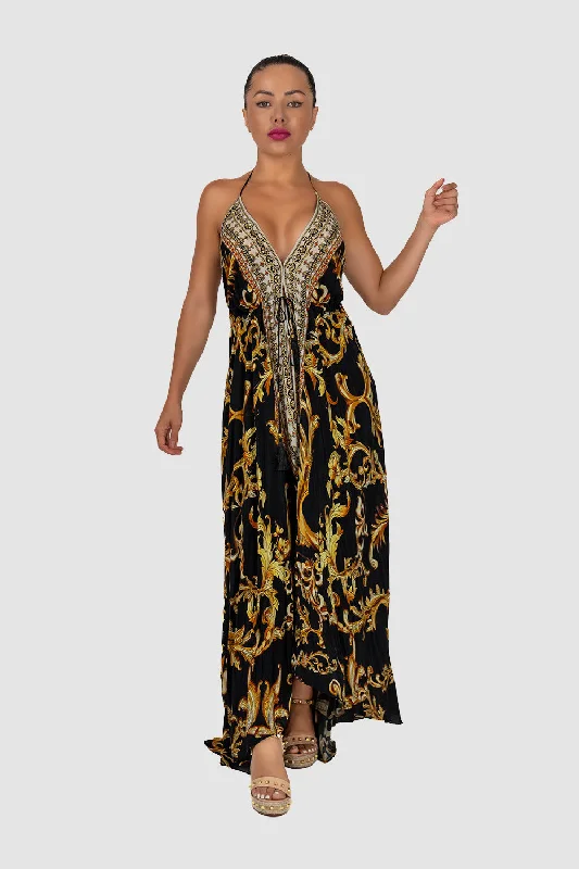 Casual black dresses -Baroque Black Maxi Dress