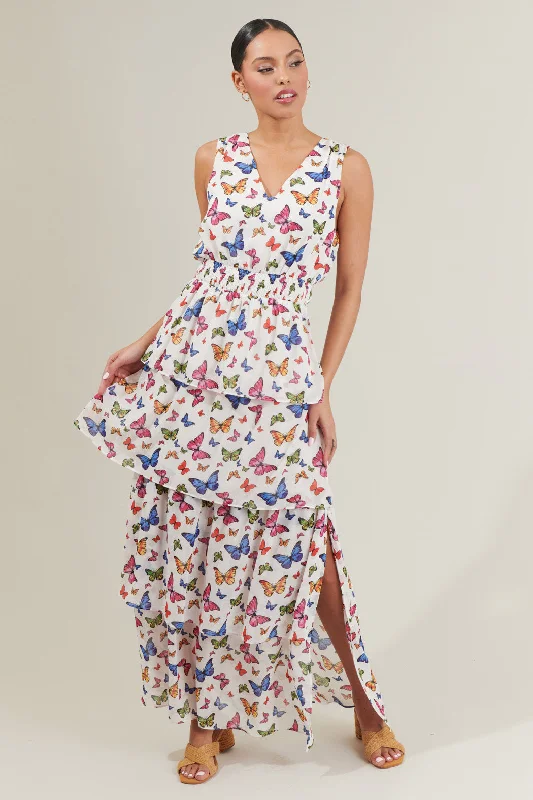 Casual chic maxi dresses -Bess Butterfly Tiered Maxi Dress