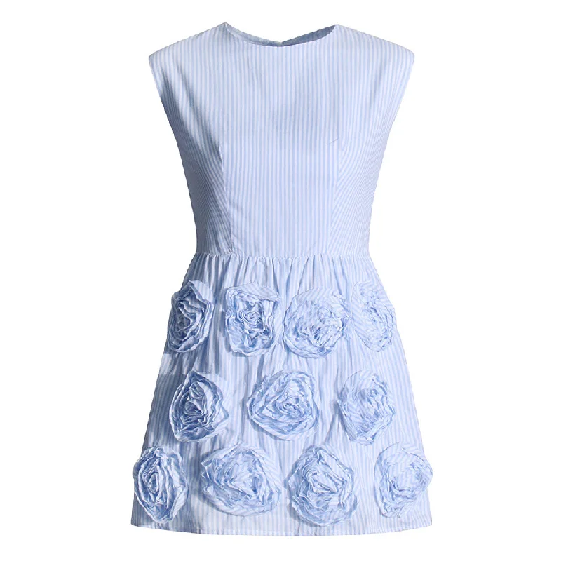 Dresses for brunch with friends -Bloom 3D Rosette Cutout Bow Tie Back Sleeveless Micro Mini Vacation Dress