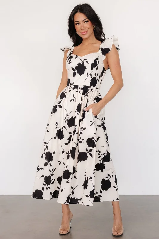 Dress for graduation day -Bridget Midi Dress | Ivory + Black Floral