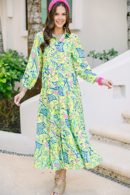 Trendy wedding guest dresses -Bright New Days Green Paisley Midi Dress