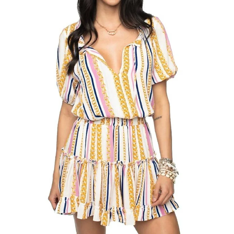 Dresses with detailed fabric designs -Buddylove - Ray Miami Short Dress W/ Chain Print Detail