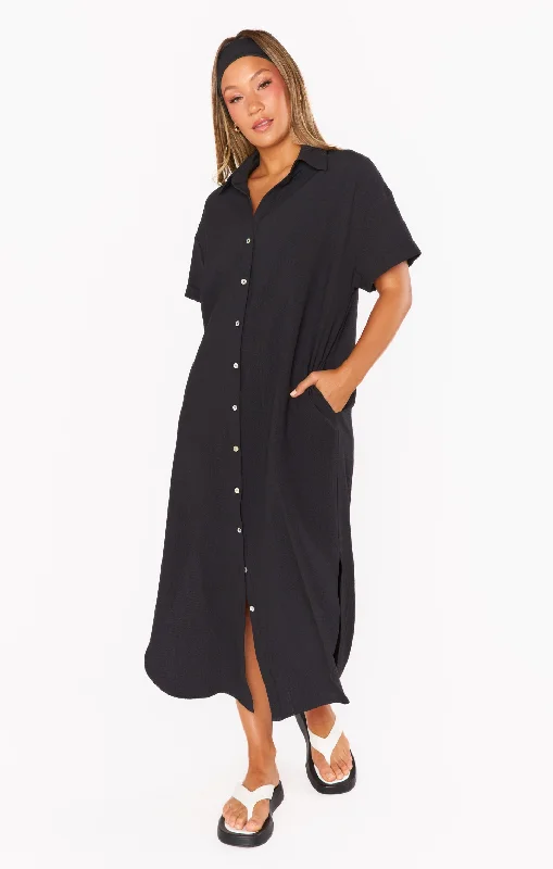 Wedding dresses for brides -Buoy Button Down Dress ~ Black