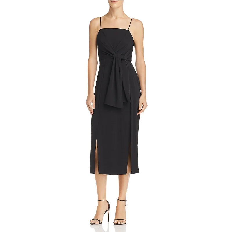 Plus size cocktail dresses -C/Meo Collective Womens Tie-Front Sash Midi Dress, Black, Medium