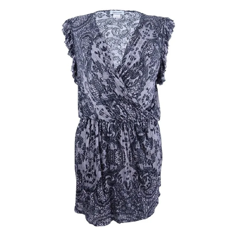 Denim dresses for women -Chelsea Sky Womens Lace Print Blouson A-Line Dress