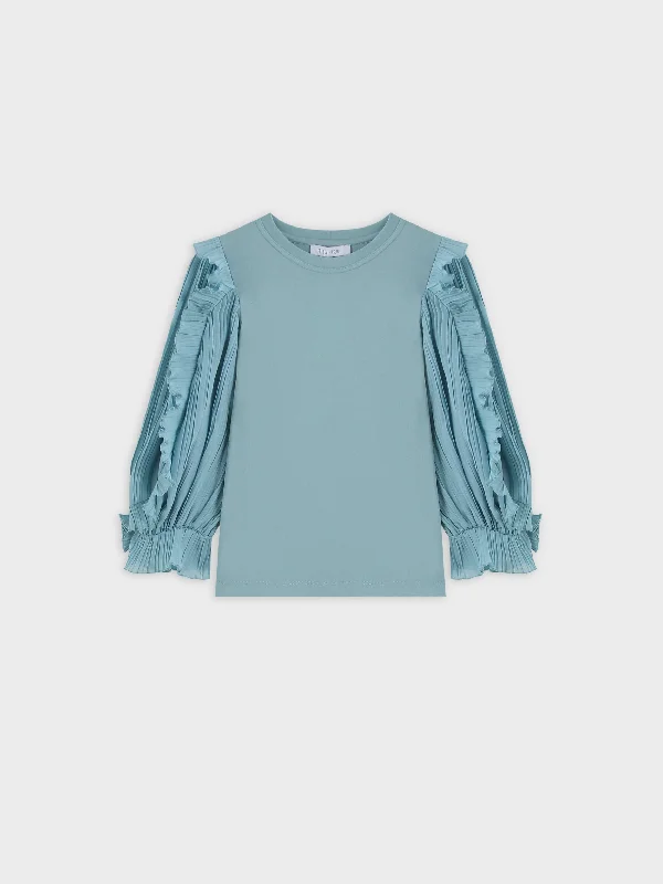 Dress for family events -Chiffon Sleeve Top-Seafoam