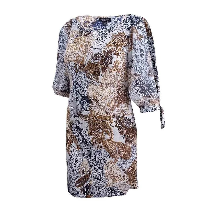 Fit-and-flare dresses -Connected Women's Paisley-Print Split-Sleeve Dress