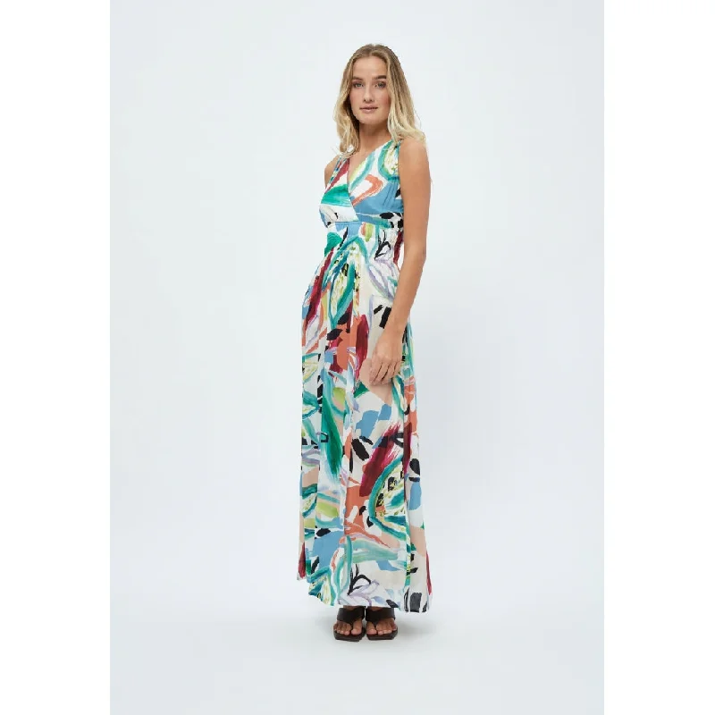 Formal dresses with beading -Destiny Sleeveless Maxi Dress - Gardenia Print