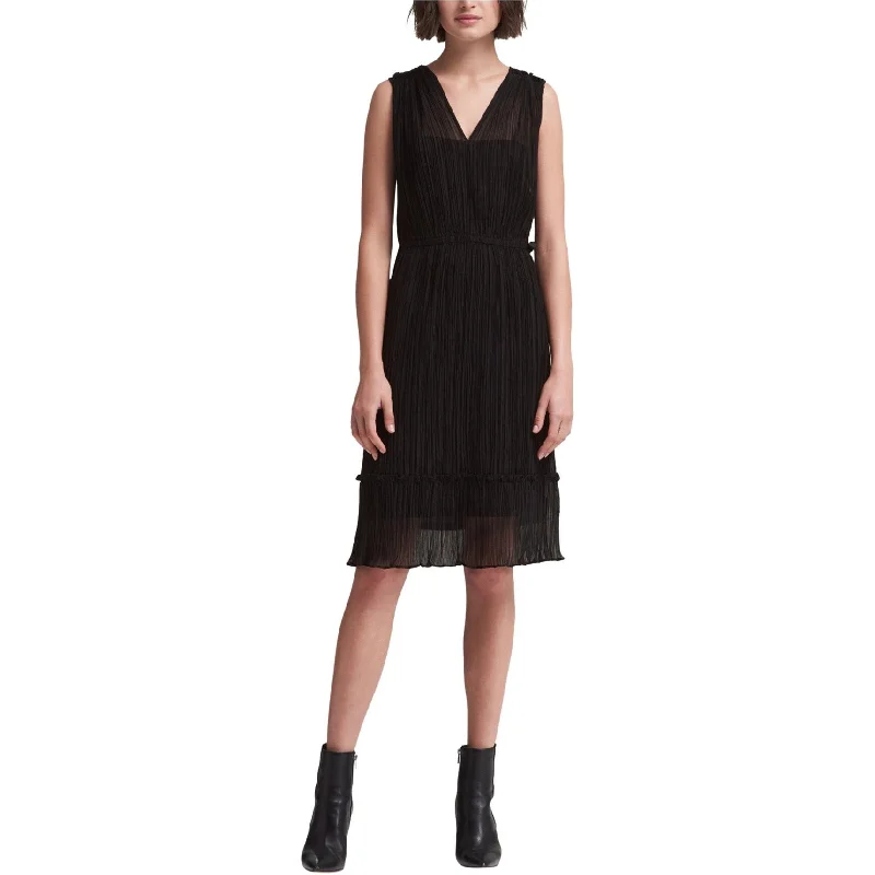 Dresses for pool parties -DKNY Womens Pleated Midi Dress, Black, 10