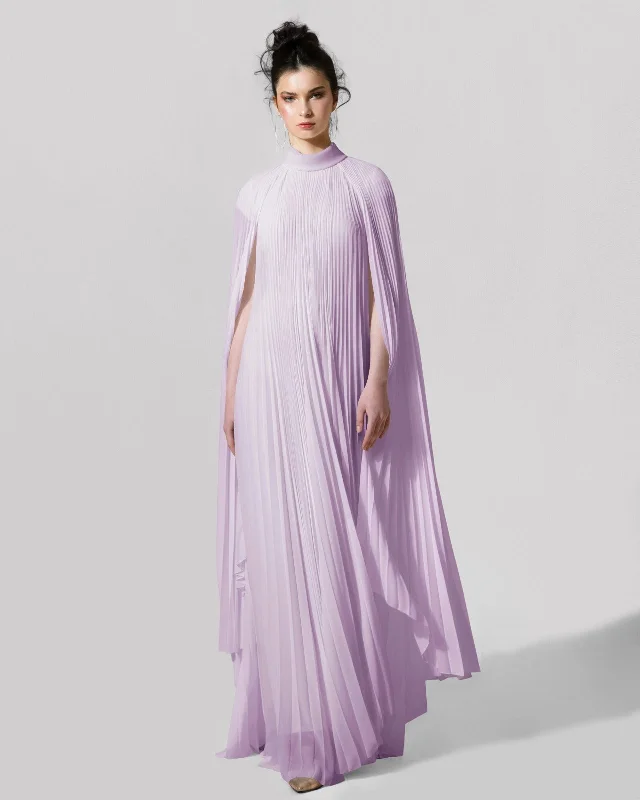 Maxi dresses for beach -Cape-Like Asymmetrical Lilac Dress