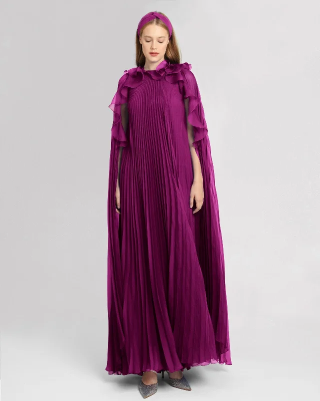 Classic dresses for women -Flared Burgundy Kaftan