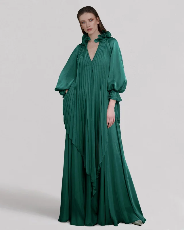 High fashion dresses -Loose Cut Petrol Kaftan