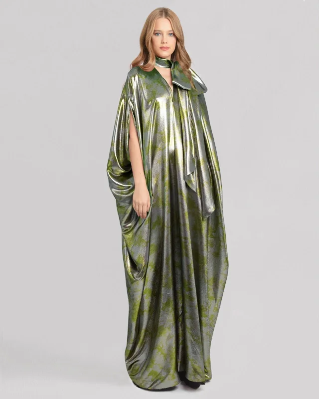 Tight fit dresses for women -V-Neckline Green Loose Design Kaftan