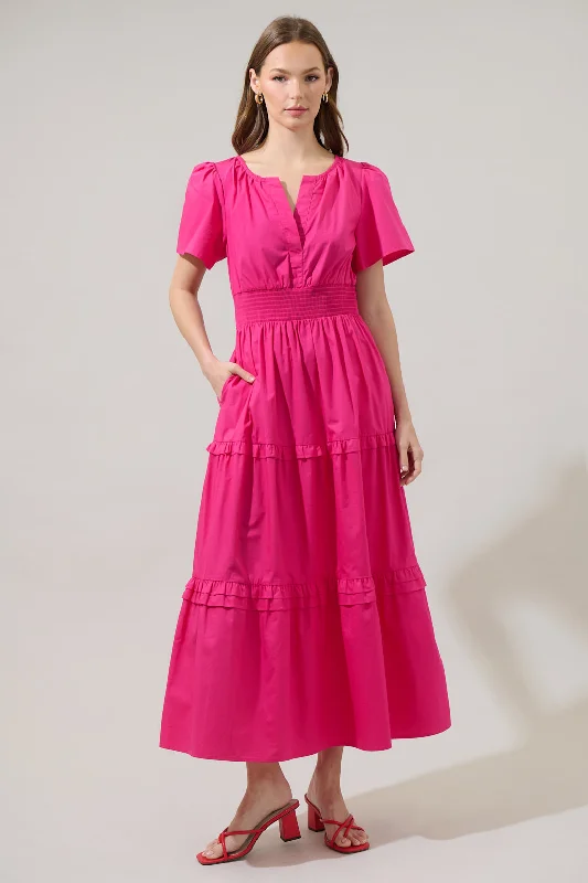 Party wear dresses -Fabia Palmer Poplin Tiered Maxi Dress