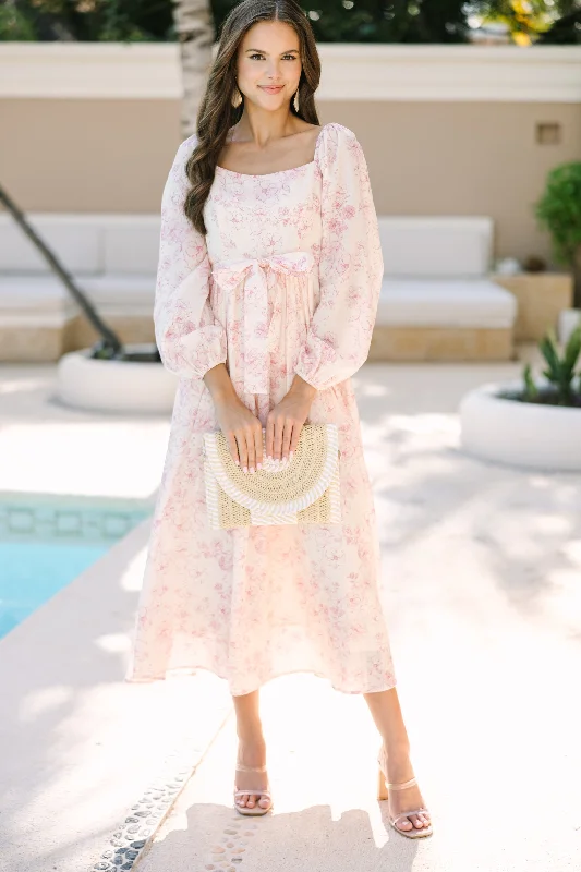 Elegant dresses for weddings -Feeling Oh So Sweet Pink Floral Midi Dress