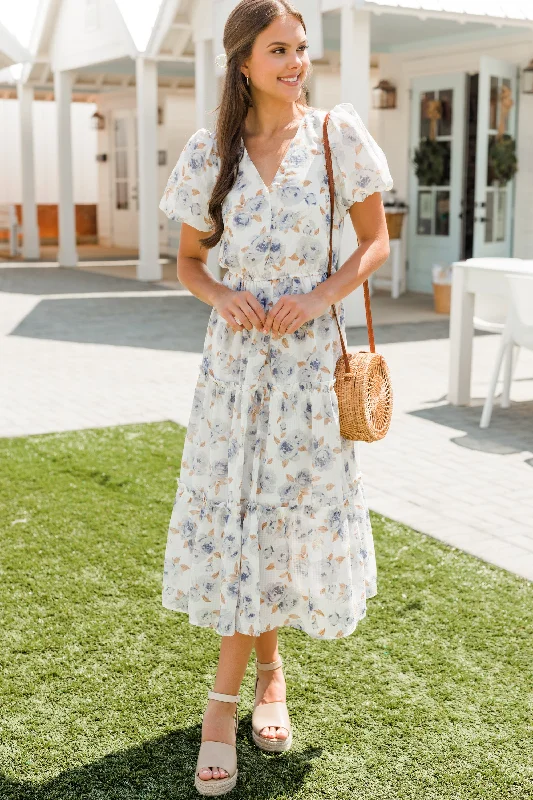 Summer dresses for hot weather -Feeling Present Light Blue Floral Midi Dress