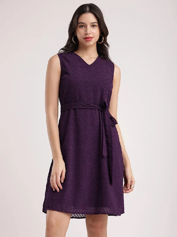 Cheap dresses for women -Fit And Flare Dress - Purple