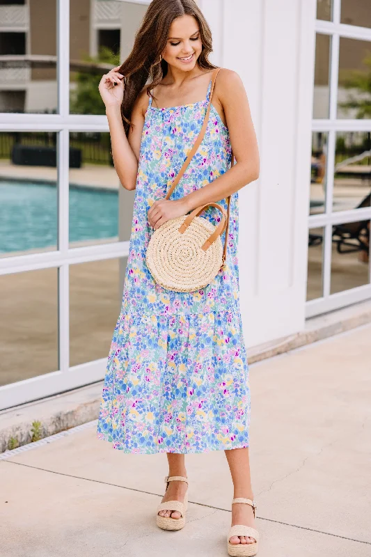 Stylish maxi dresses for women -Go With It Pink Ditsy Floral Midi Dress