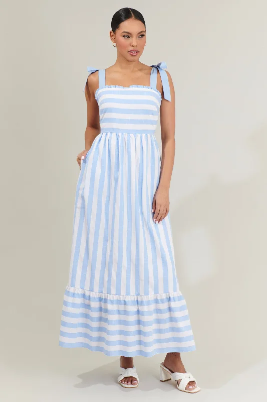 Stretch fabric dresses -Gracie Sky Striped Maxi Dress