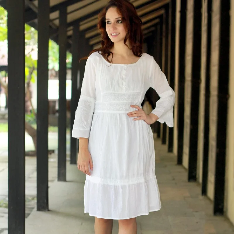 Sweetheart neckline dresses -Handmade Cotton 'Quiet Joy' Dress (India)