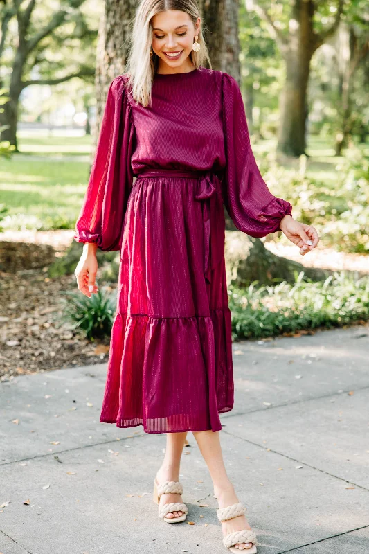 Short formal dresses -Have Some Fun Burgundy Red Midi Dress