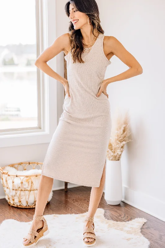 Formal dresses for black tie events -In Your Dreams Oatmeal White Midi Dress