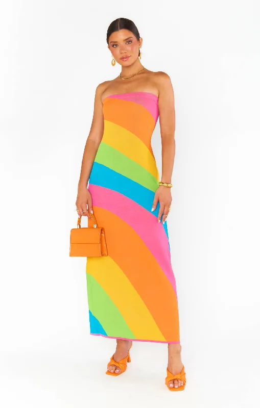 Formal dresses with train -Island Nights Tube Dress ~ Salty Rainbow Stripe Knit