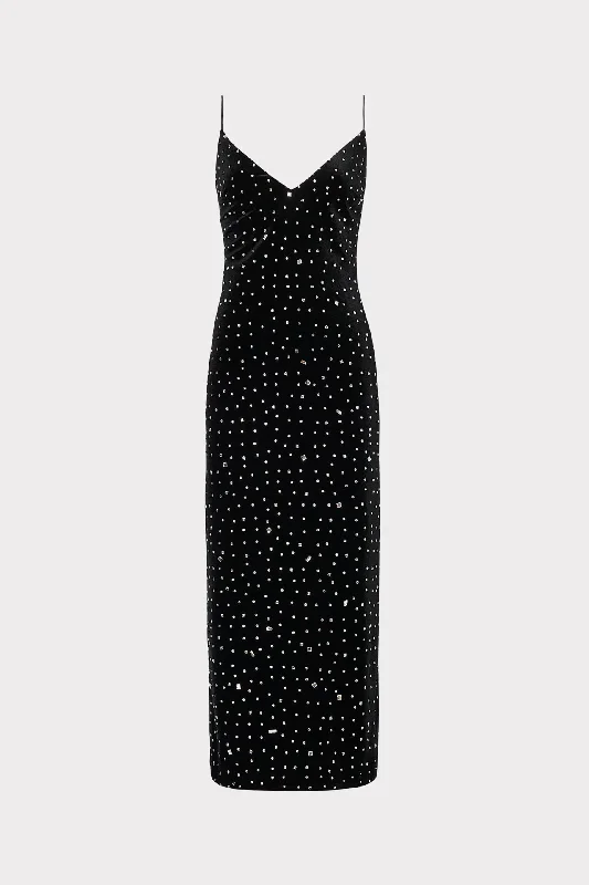 Classic casual dresses -Ivy Velvet Crystal Embellished Slip Dress