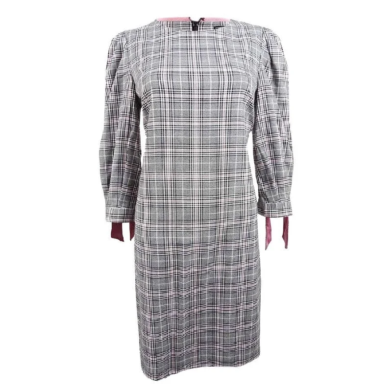 Long gown dresses for women -Jessica Howard Women's Plaid Tie-Sleeve Dress