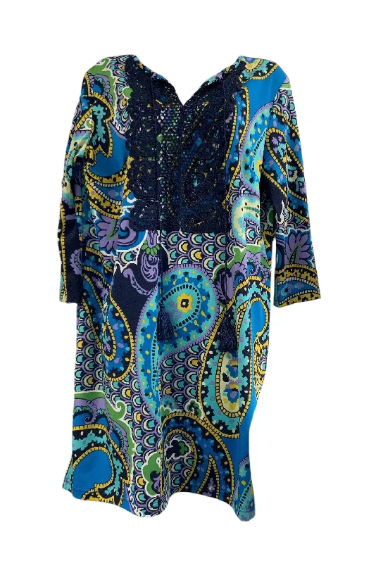 Dress with floral embroidery -Joy Joy Women's Dress BLue L