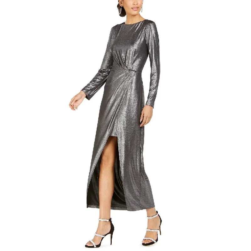 Comfortable day dresses -julia jordan Women's Liquid Metal Maxi Dress Silver Size 12