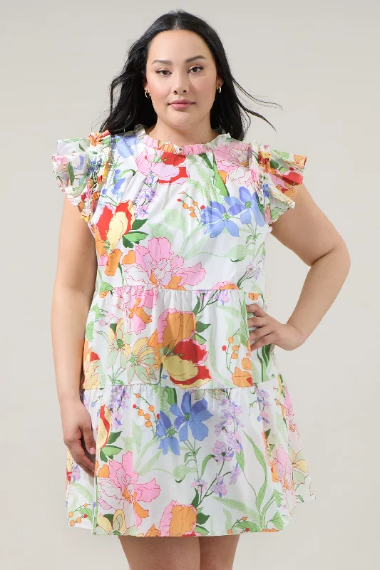 Little white dresses -Juliet Floral Garden Lauren Shift Mini Dress Curve