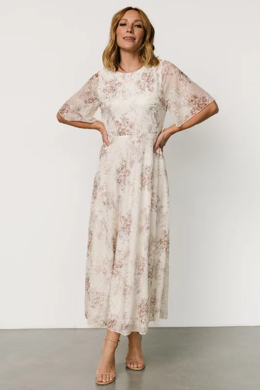 Formal dress with pockets -Kathreen Midi Dress | Ivory Floral