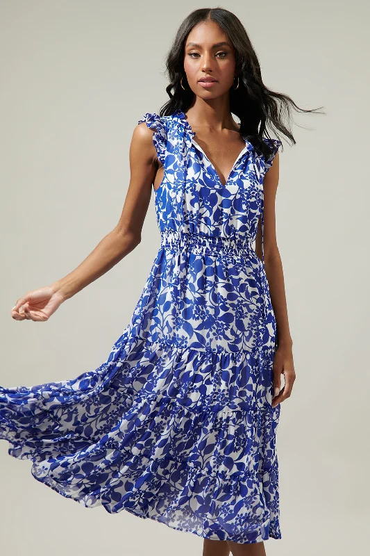 Casual work dresses -Kian Floral Pisces Smocked Midi Dress