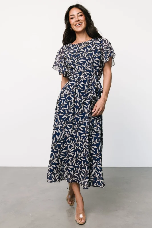 Holiday dresses for women -Laurel Midi Dress | Blue + Gray Floral