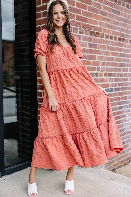 Dresses for evening outings -Listen To You Salmon Pink Tiered Midi Dress