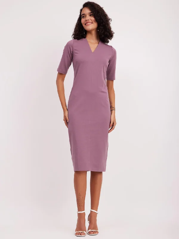 Dresses with pockets for women -LivIn Shift V-Neck Dress - Mauve