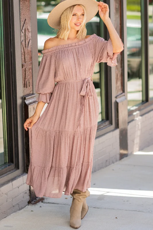 Trendy maxi dresses with belts -Make Your Way Mauve Pink Midi Dress