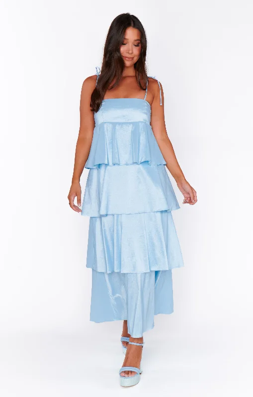 Dresses for bridal parties -Meet Cute Dress ~ Light Blue Taffeta