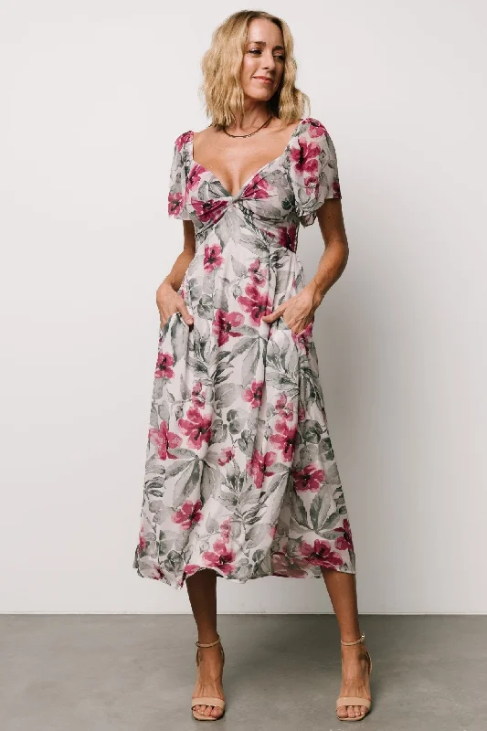 Boho maxi dresses for weddings -Melinda Midi Dress | Pink Floral