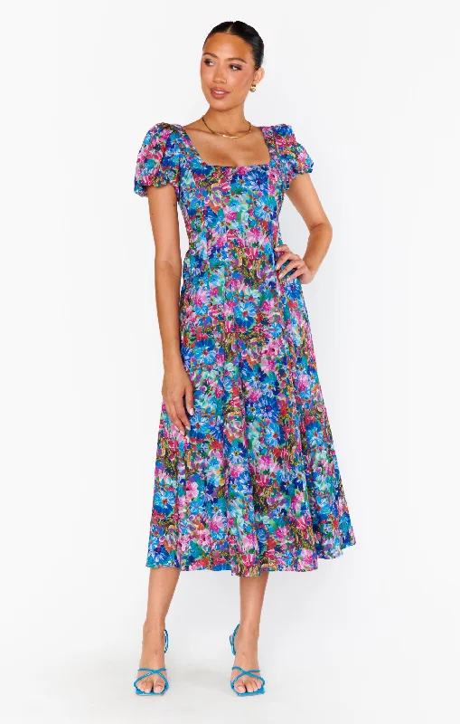 Dresses with detailed embroidery -Mia Midi Dress ~ Painterly Meadows