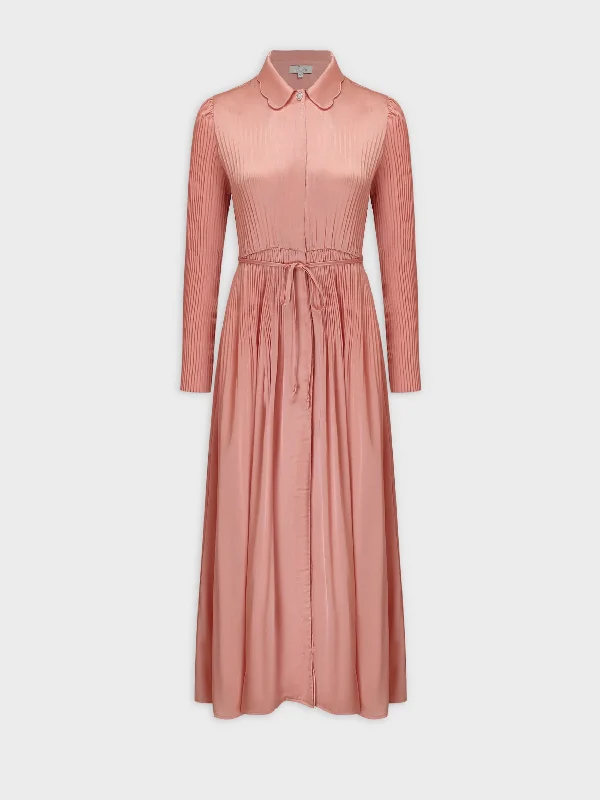 Cocktail dresses for women -Micro Pleat Dress-Peach