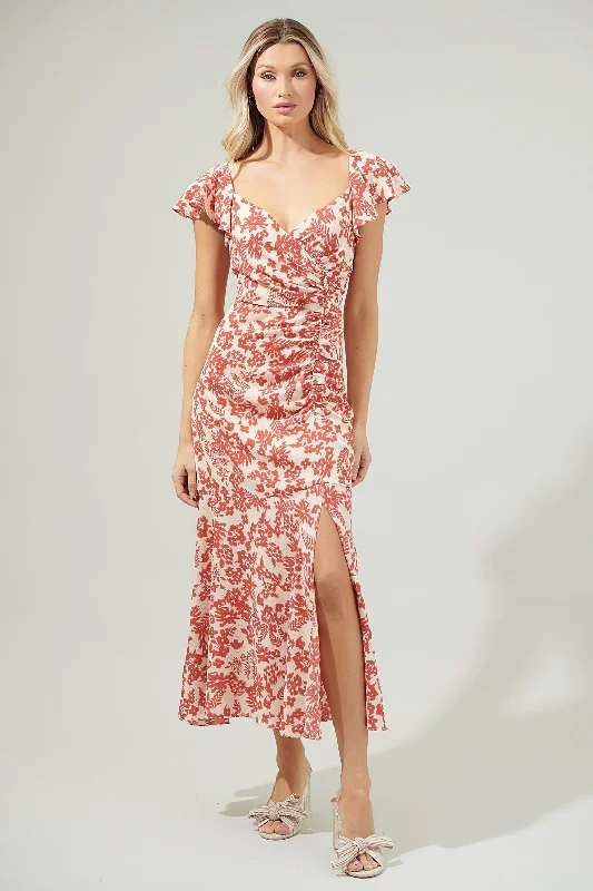 Dresses with floral patterns for spring -Nadia Ruched Midi Dress